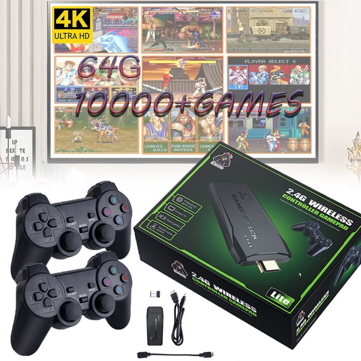 Game Stick 64GB 4K + 2 Controles | 40.000 Juegos Retro | Plug & Play en tu TV