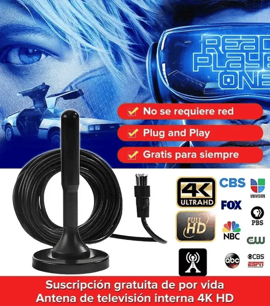 Antena HD 360° | TV Digital Gratis sin Cable | Hasta 15 KM | Instala en 1 Minuto