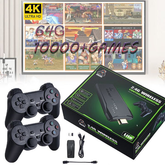 Game Stick 64GB 4K + 2 Controles | 40.000 Juegos Retro | Plug & Play en tu TV